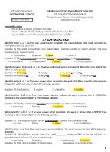 Đáp án đề thi chuyên đề lần 4 môn Tiếng Anh Lớp 11 - Năm học 2018-2019 - Trường THPT Liễn Sơn